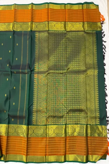 Bottle green kanjeevaram silk saree