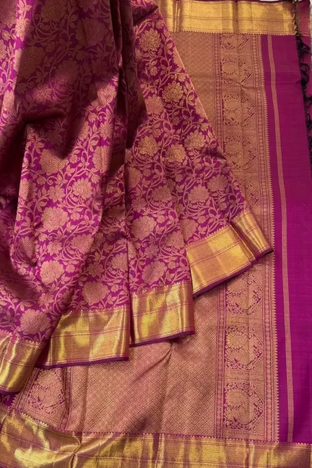 Pure Zari Wine Kanjeevaram Silk Saree