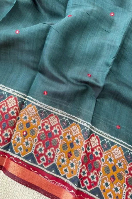 Navy Blue Chanderi Cotton Saree