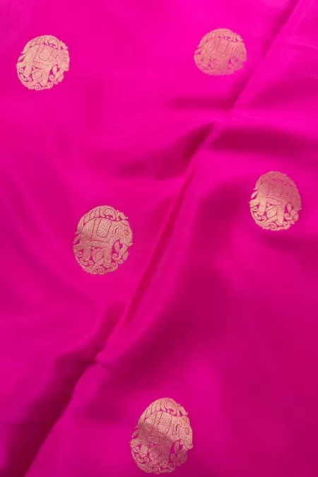 Rani Pink Butta Pure Mysore Crepe Silk Saree