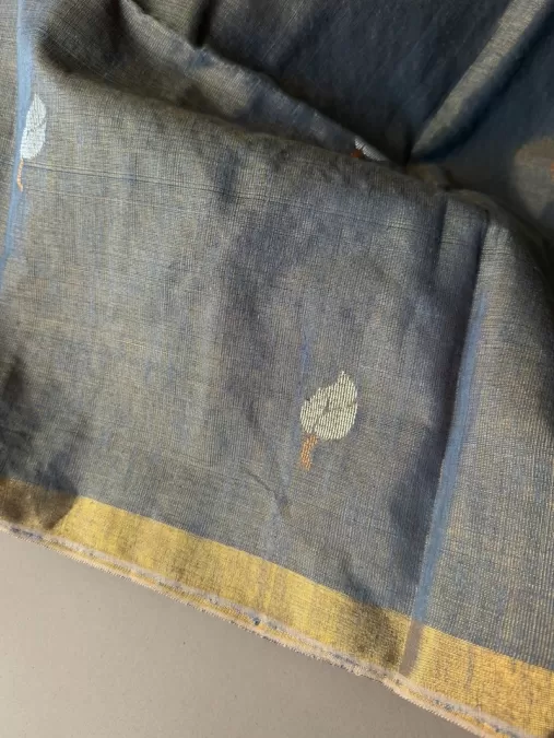 Grey Jamdhani Linen Tissue Saree