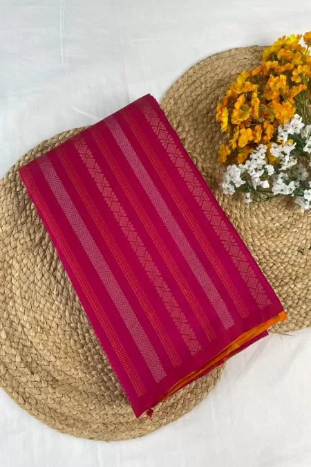 Borderless Pink Kanjeevaram Silk Saree