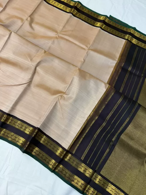 Champagne gold with snuff zari border Kanjeevaram Silk Saree