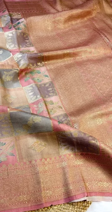 Rangkaat Tussar Georgette Benaras silk saree
