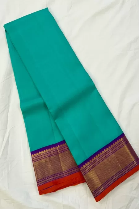 Korvai Sea Green with Purple Kanjeevaram Silk Saree