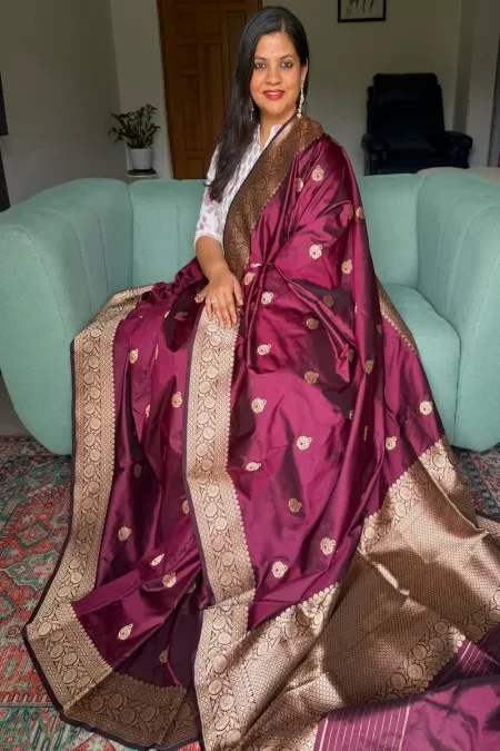 Handwoven Snuff Benaras Katan Silk Saree