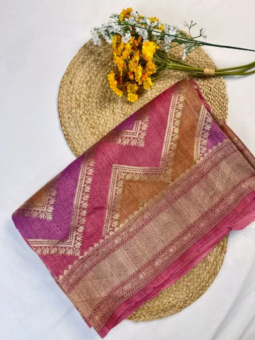 Rangkaat Tussar Georgette Benaras silk saree