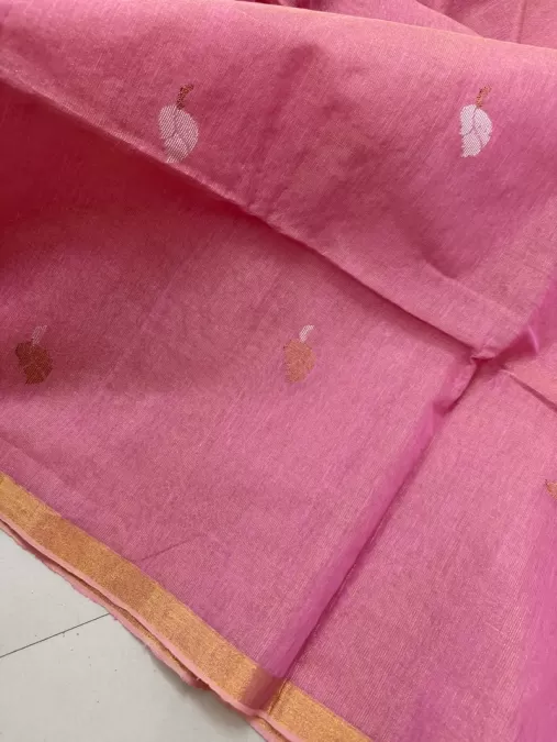 Pink Jamdhani Linen Tissue Saree