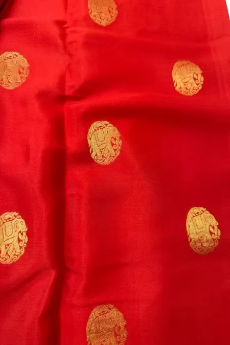 Contrast Red with Black Pure Mysore Crepe Silk Saree