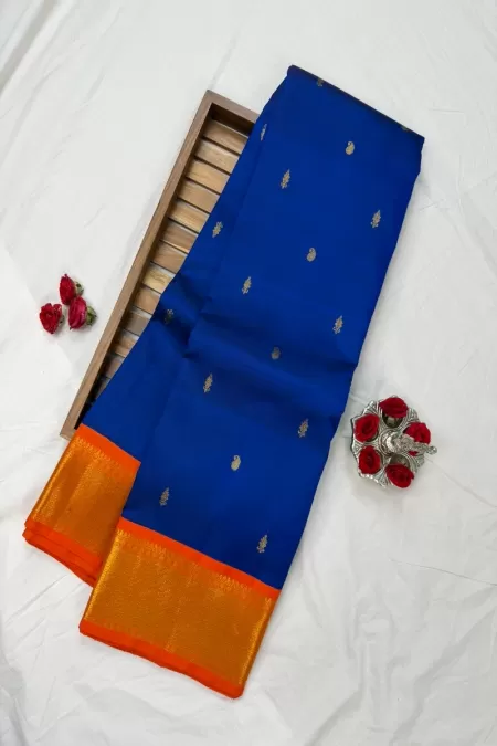 Orange With Green Kanjeevaram Silk Saree