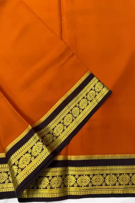 Contrast Rust with Snuff Pure Mysore Crepe Silk Saree