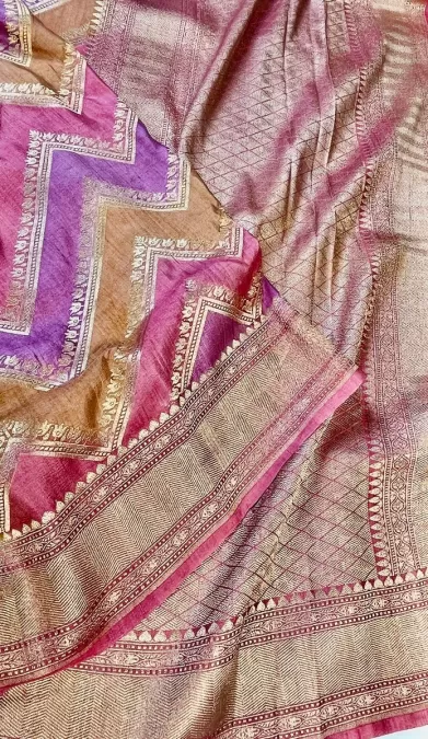 Rangkaat Tussar Georgette Benaras silk saree