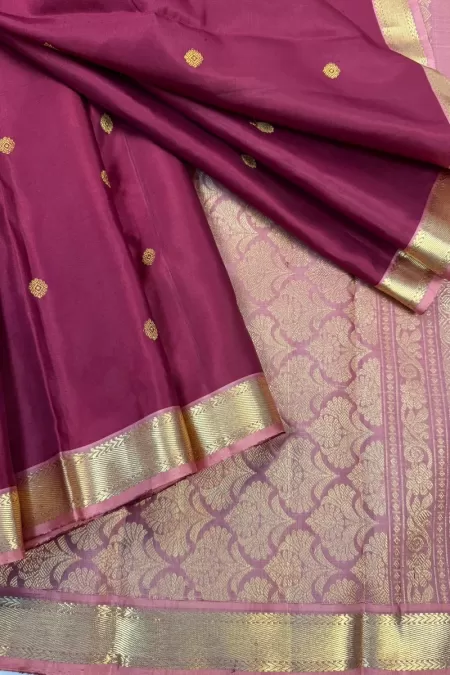 Maroon with Baby Pink Kanjeevaram Silk Saree