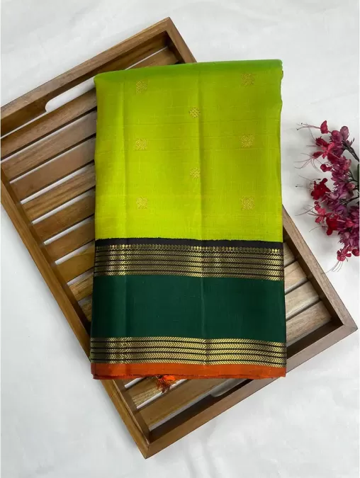 Green with Snuff Pure Zari Kanjeevaram Silk Saree