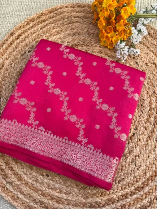 Pink Pure Chiniya Benaras Silk Saree