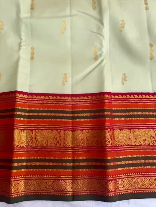 Mint Green with Arakku Korvai Kanjeevaram Silk Saree