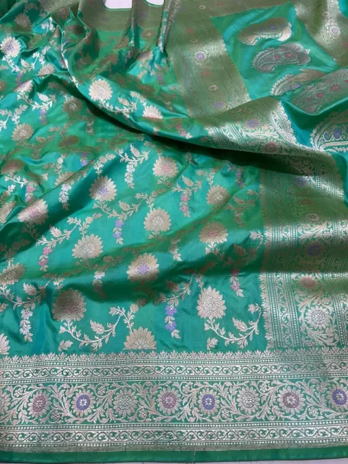 Sea Green Kaduwa Meenakari Benaras Katan Silk Saree