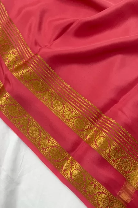 Peach Mysore Crepe Silk Saree
