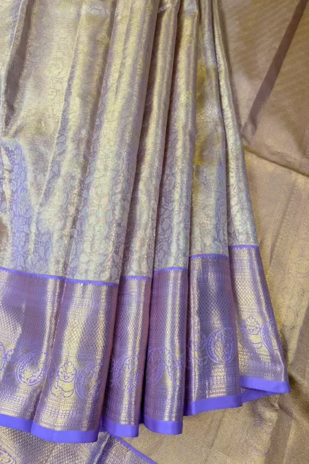 Brocade Lavender Gold Kanjeevaram Silk Saree