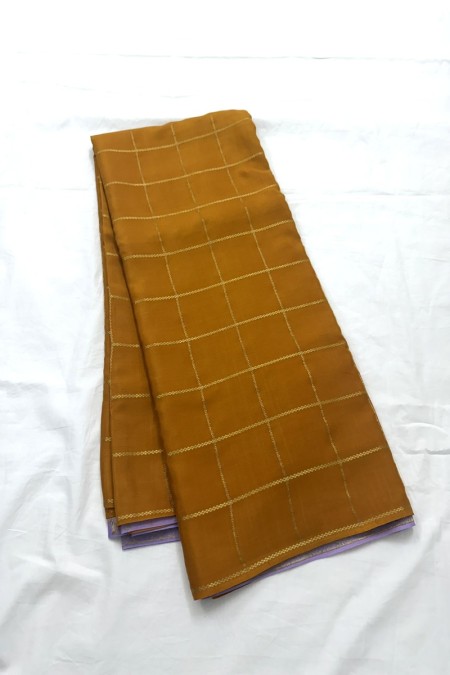 Mustard Lavender Patli Pallu Mysore Crepe Silk Saree