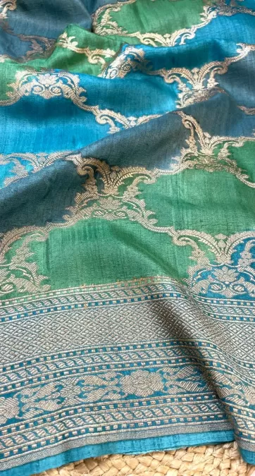 Rangkaat Tussar Georgette Benaras silk saree