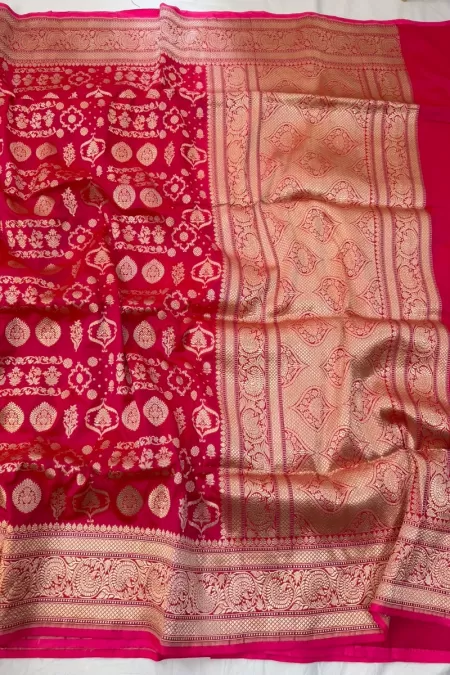 Pink Dori Benaras Katan Silk Saree