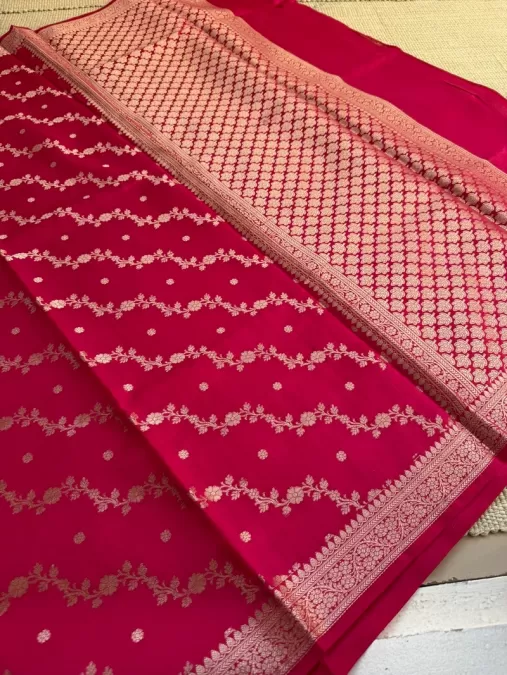 Pink Pure Chiniya Benaras Silk Saree