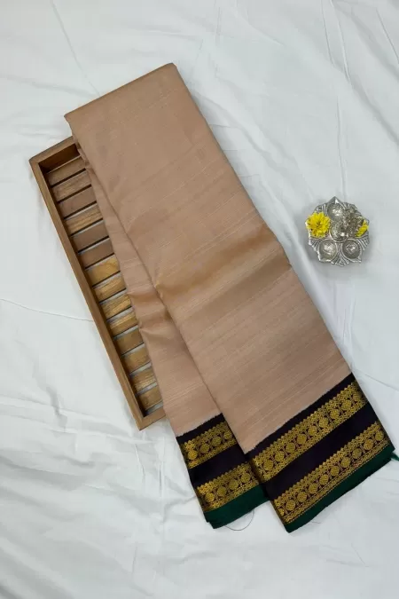 Champagne gold with snuff zari border Kanjeevaram Silk Saree