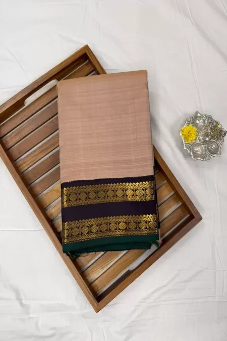 Champagne gold with snuff zari border Kanjeevaram Silk Saree