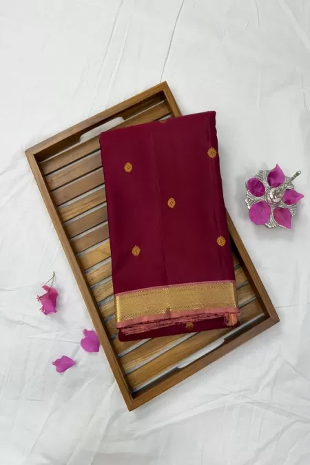 Maroon with Baby Pink Kanjeevaram Silk Saree