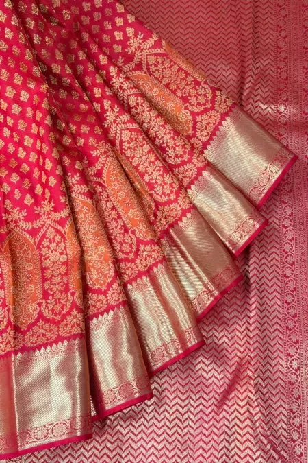 Pure Zari Chilly Red Kanjeevaram Silk Saree