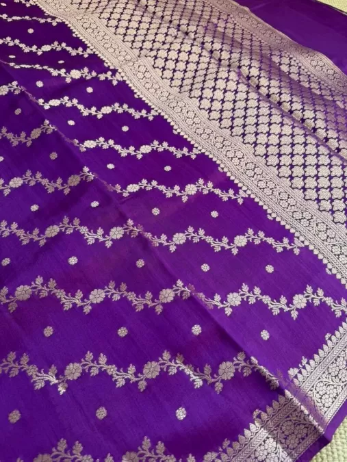 Purple Pure Chiniya Benaras Silk Saree