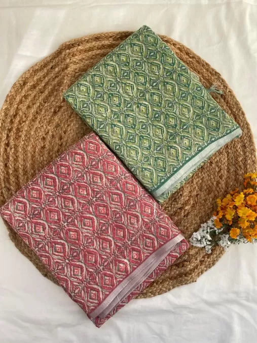 Pastel Green Pure Linen Saree