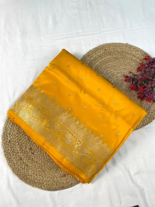 Yellow Pure Benaras katan silk saree