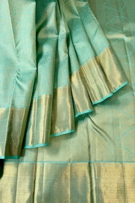 Pure Zari Sea Green Kanjeevaram Silk Saree