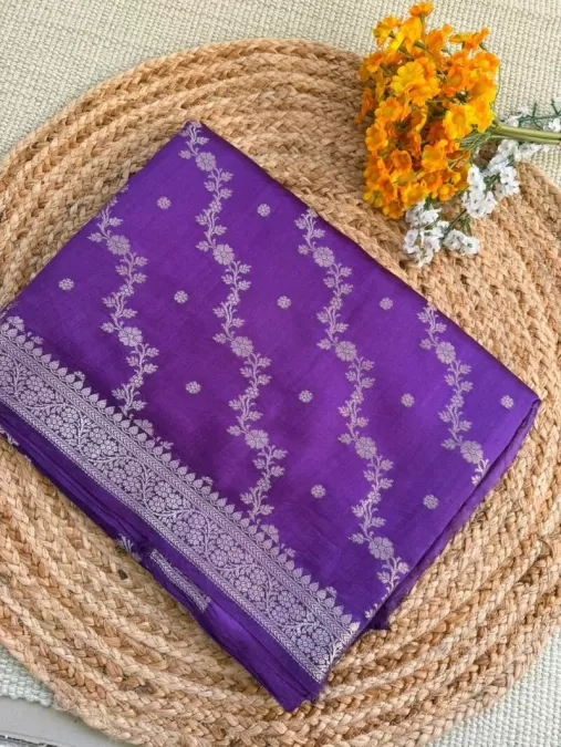 Purple Pure Chiniya Benaras Silk Saree