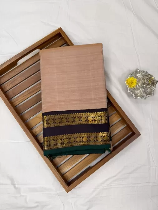 Champagne gold with snuff zari border Kanjeevaram Silk Saree