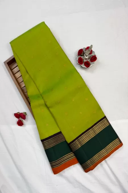 Magenta With Green Pure Zari Kanjeevaram Silk Saree