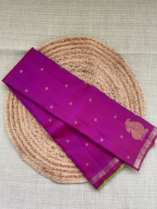 Magenta With Green Pure Zari Kanjeevaram Silk Saree
