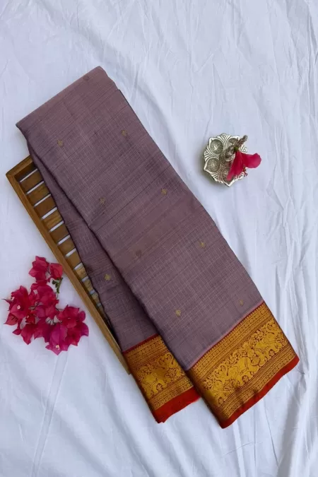 Champagne gold with snuff zari border Kanjeevaram Silk Saree