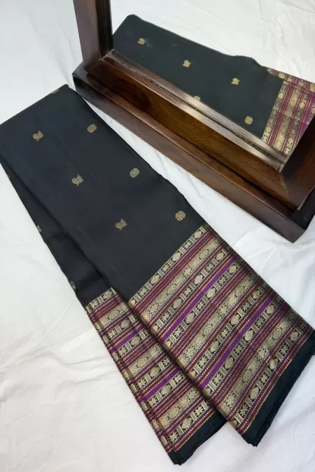 Black Varisai Border Kanjeevaram Silk Saree