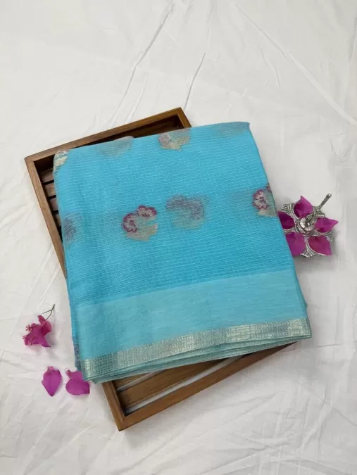Pastel Blue Kota Cotton Saree