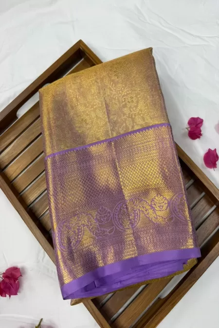 Brocade Lavender Gold Kanjeevaram Silk Saree