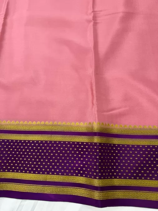 Onion Pink with Purple Mysore Crepe Silk Saree