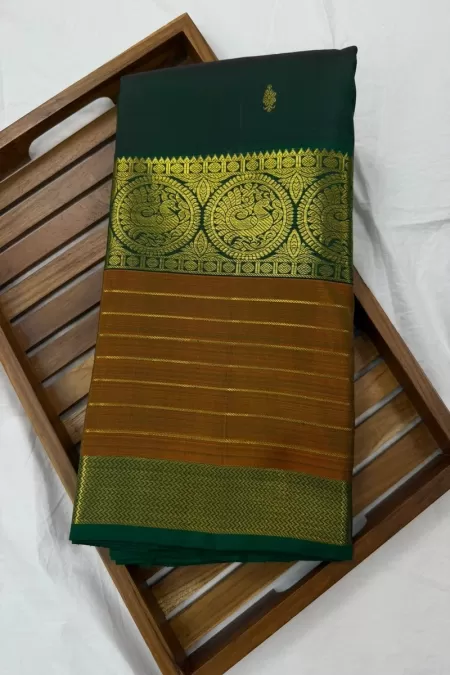 Bottle green kanjeeavram silk saree