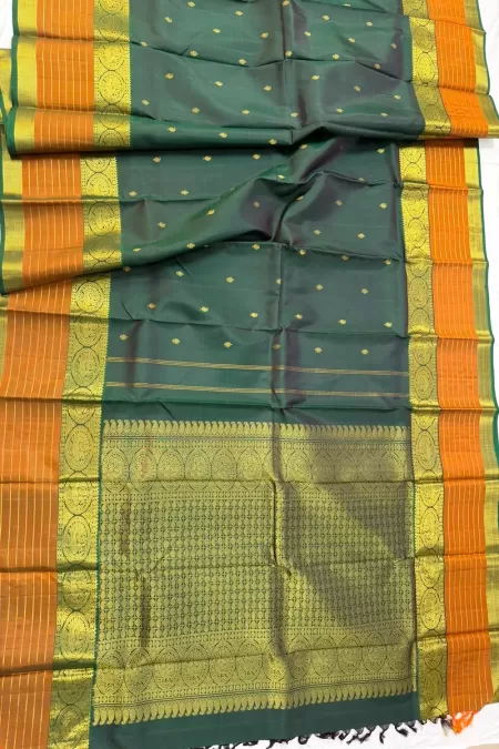 Bottle green kanjeevaram silk saree