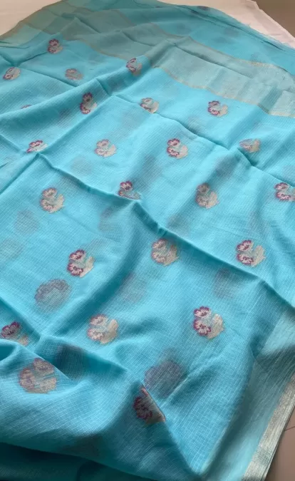 Pastel Blue Kota Cotton Saree
