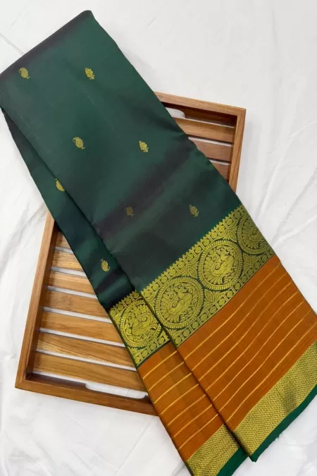 Bottle green kanjeeavram silk saree