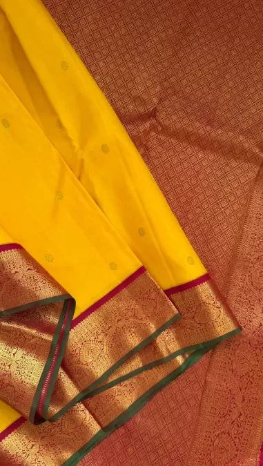 Yellow With Red Kanjeevaram Silk Saree