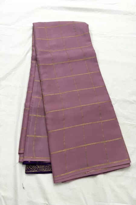 Onion Pink with Wine Patli Pallu Mysore Crepe Silk Saree